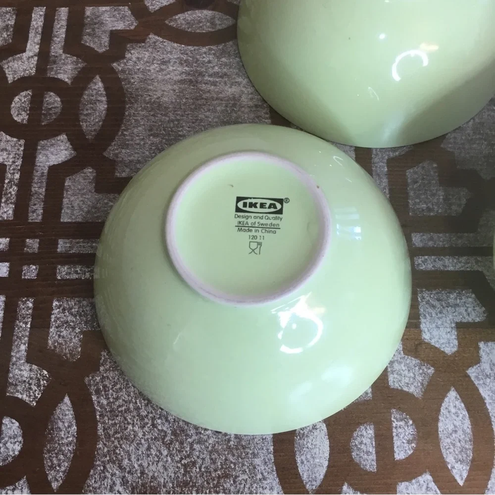 3 IKEA FARGRIK Green Chartreuse Light Lime Coupe Cereal Bowls 12011 6 3/8